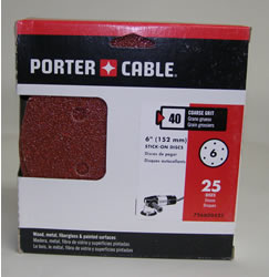 Porter Cable Sandpaper 726600425 Porter Cable 6" Six-Hole, Adhesive-Backed Sanding Discs - 40 Grit (25 Pack) 726600425